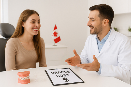Dentist discussing braces cost with a patient