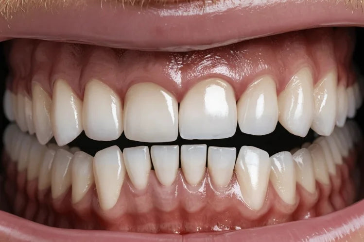 an image of a person with crowded bottom teeth