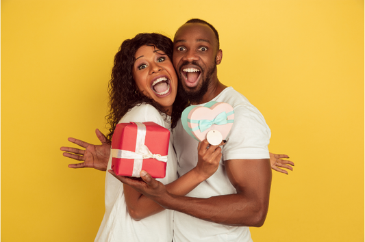  An image of a couple smiling while embracing
