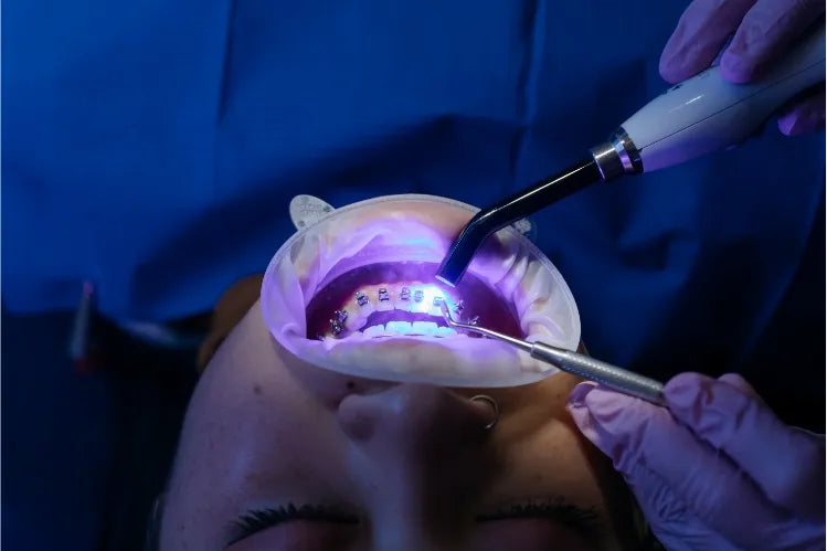 Patient having a dental braces treatment