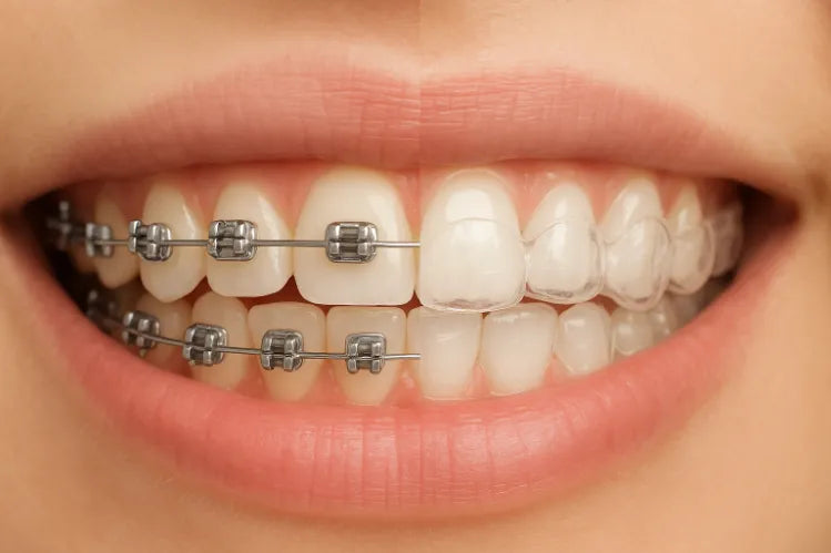 A side-by-side comparison of clear aligners and braces