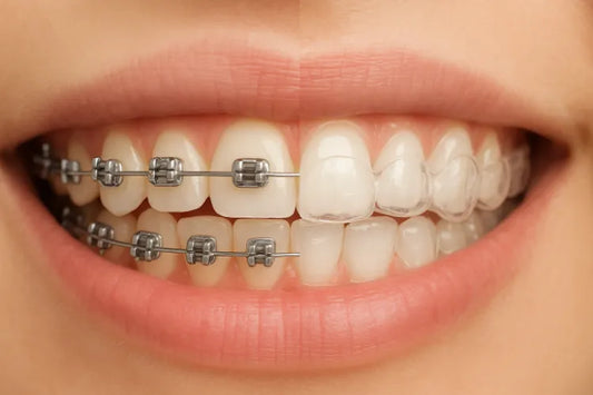 A side-by-side comparison of clear aligners and braces