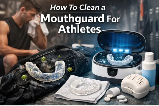 An athlete and his mouth guards.