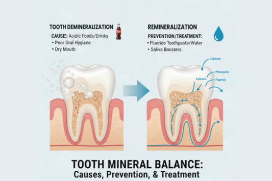 An image of a comparison between tooth demineralization and remineralization