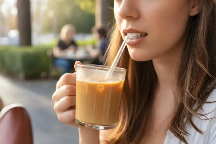 An image of a girl having coffee