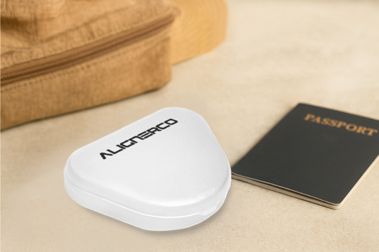 An image shows an ALIGNERCO travel-friendly retainer case