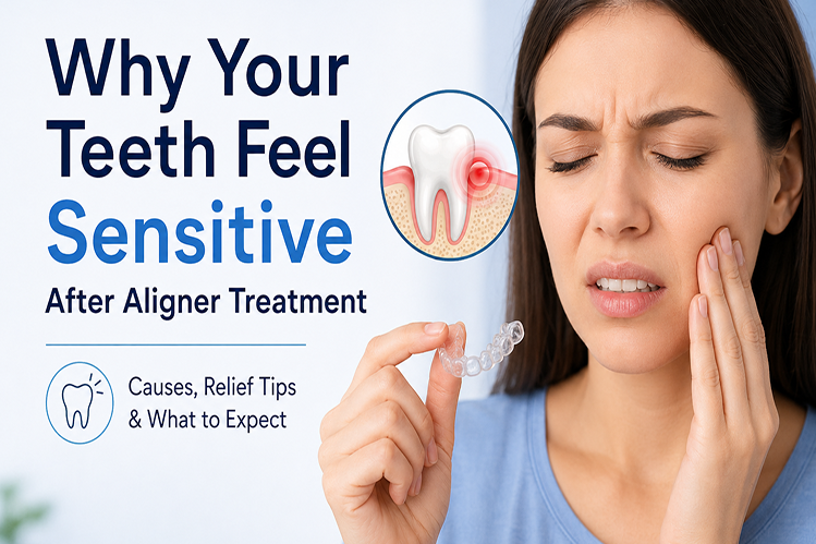 A girl feels teeth sensitivity