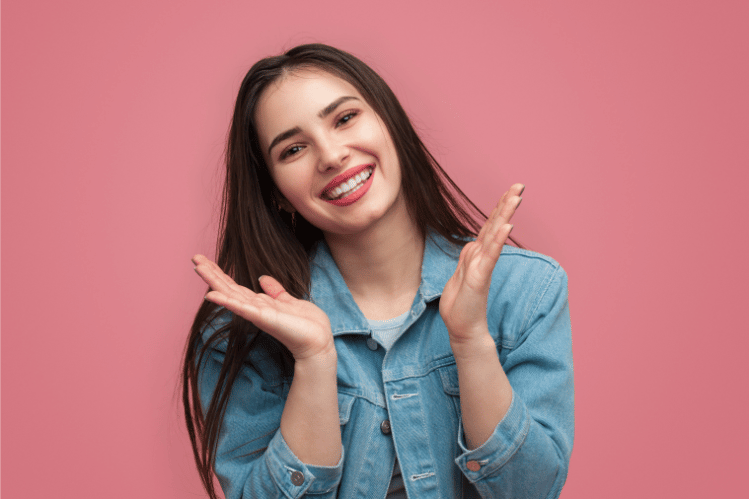  A woman with a happy smile