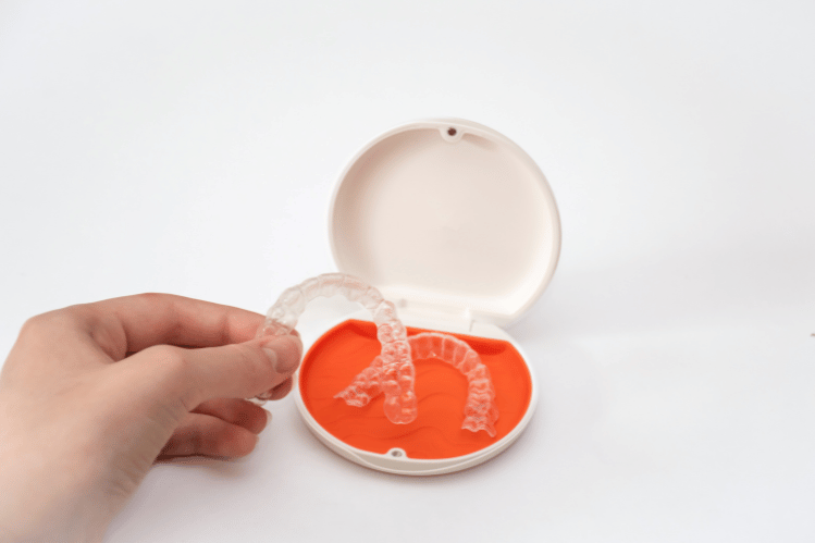 Clear aligners in their case